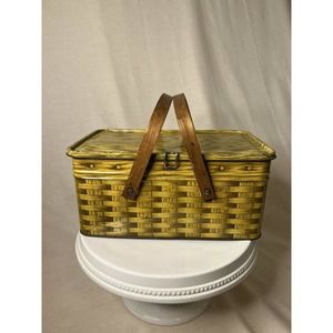 Vintage 1950s Megowen-Educator/Brown Basket Weaved Looking Metal Basket